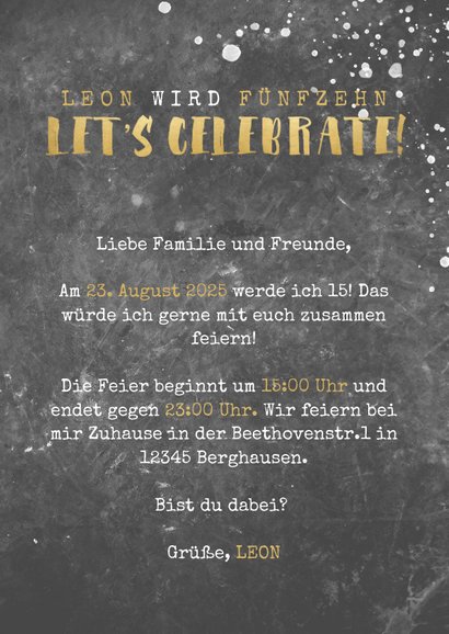 Einladungskarte Geburtstag Betonwand mit Foto 3