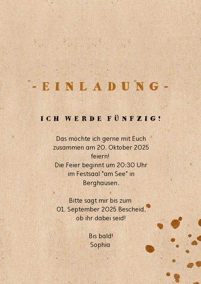 Einladungskarte Geburtstag Kupfertupfer & Foto 3