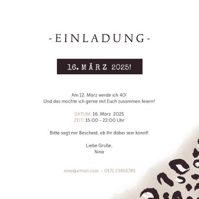 Einladungskarte Geburtstag mit Foto und Leopardenmuster 3