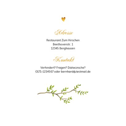 Einladungskarte Goldene Hochzeit Blumenkranz Herz 2