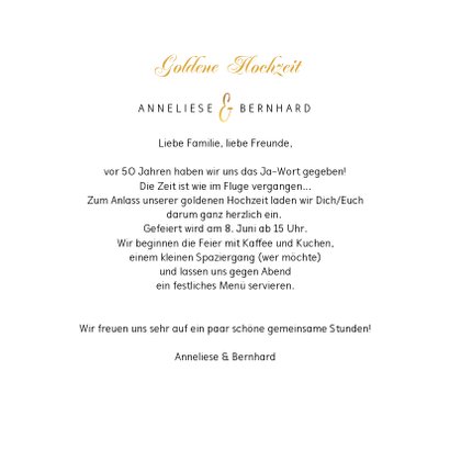 Einladungskarte Goldene Hochzeit Blumenkranz Herz 3