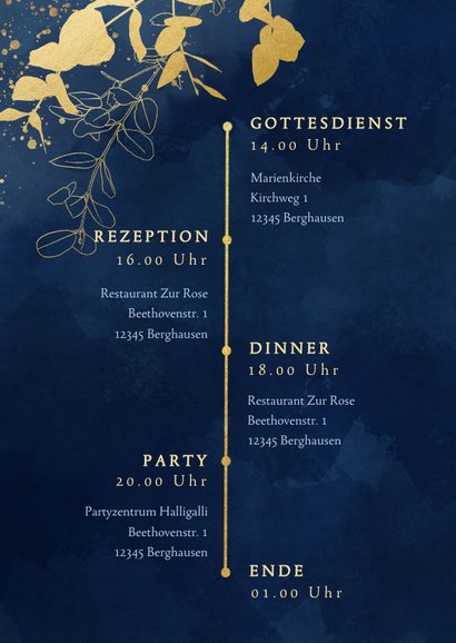 Einladungskarte Hochzeit Eukalyptus Goldlook 2