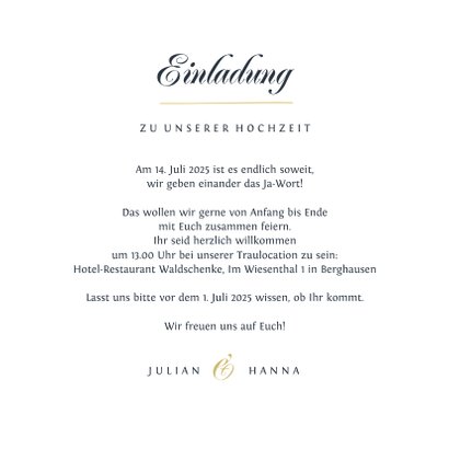 Einladungskarte Hochzeit Schreibschrift und Foto 3