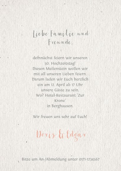 Einladungskarte Hochzeitsjubiläum Blumenkranz natürlich 3