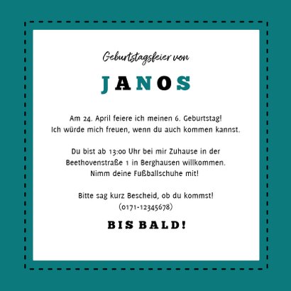 Einladungskarte Kindergeburtstag Fußball und Foto 3