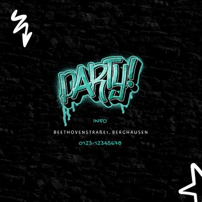 Einladungskarte Kindergeburtstag Graffiti Party mit Foto 2