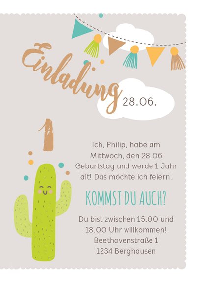 Einladungskarte Kindergeburtstag lustiges Lama braun 3