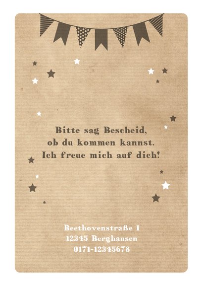Einladungskarte Kindergeburtstag Partybär und Sterne 2