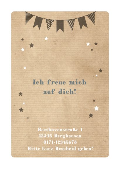Einladungskarte Kindergeburtstag Partybär und Sterne 2