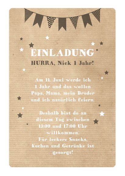 Einladungskarte Kindergeburtstag Partybär und Sterne 3