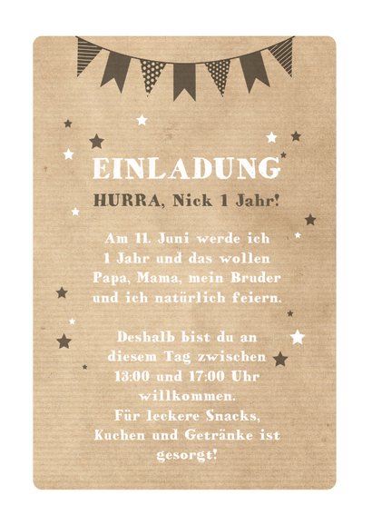 Einladungskarte Kindergeburtstag Partybär und Sterne 3