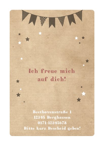 Einladungskarte Kindergeburtstag Partykatze und Sterne 2