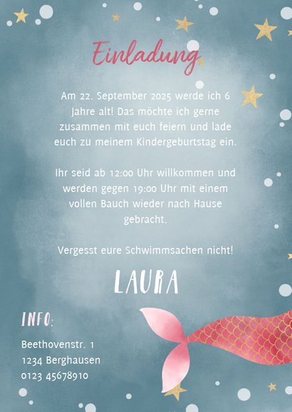 Einladungskarte Kindergeburtstag Schwimmfeier 3