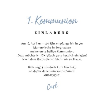 Einladungskarte Kommunion Foto auf Kreidetafel 3