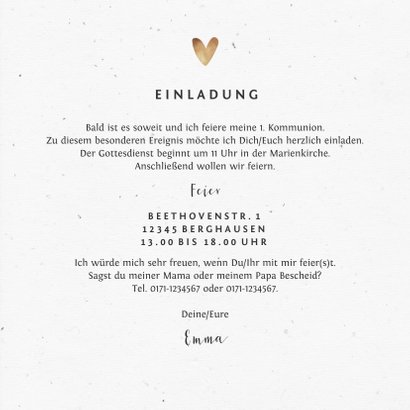 Einladungskarte Kommunion Fotos & Herzchen 3
