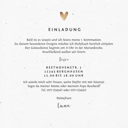 Einladungskarte Kommunion Fotos & Herzchen 3