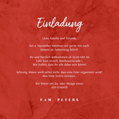 Einladungskarte retro rot-blau mit Fotos 3