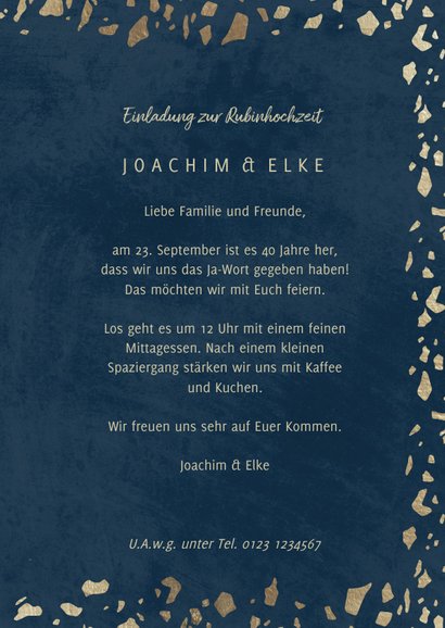 Einladungskarte Rubinhochzeit 1980-2020 3