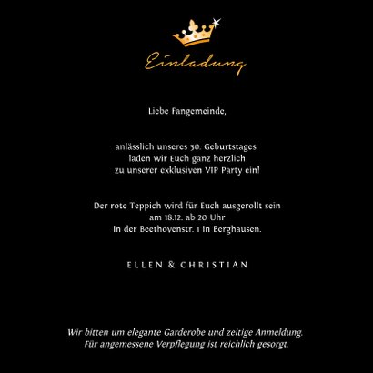 Einladungskarte zum Geburtstag VIP Party 3