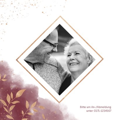 Einladungskarte zum Hochzeitstag goldene Zweige 2