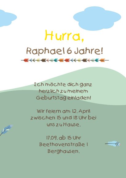 Einladungskarte zum Kindergeburtstag Indianerparty 3