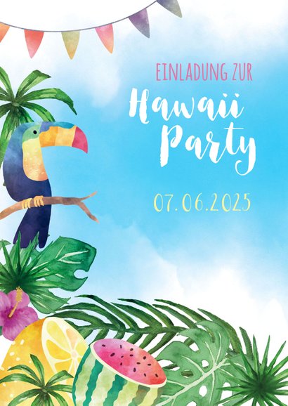 Einladungskarte zur Hawaiiparty 2