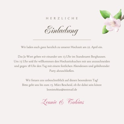 Einladungskarte zur Hochzeit Apfelblüte 3