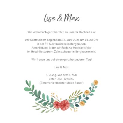 Einladungskarte zur Hochzeit Blumenornamente 3