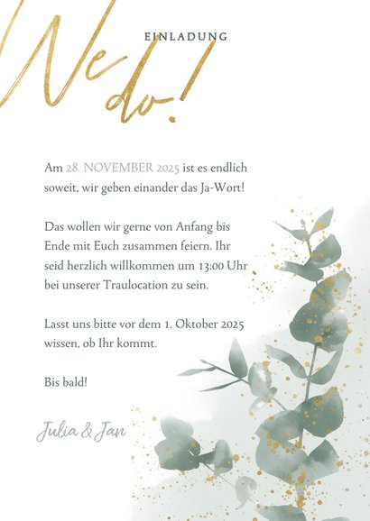 Einladungskarte zur Hochzeit Eukalyptus & Foto 3