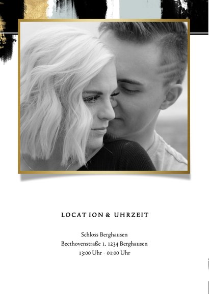 Einladungskarte zur Hochzeit Farbstreifen und Foto innen 2