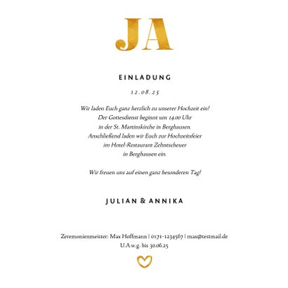 Einladungskarte zur Hochzeit Goldakzente Fotos Quadrat 3