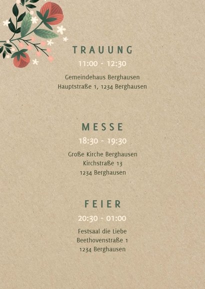 Einladungskarte zur Hochzeit im botanischen Look 2