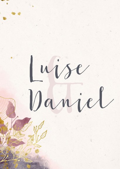 Einladungskarte zur Hochzeit in rosa mit stilvollen Blumen 2