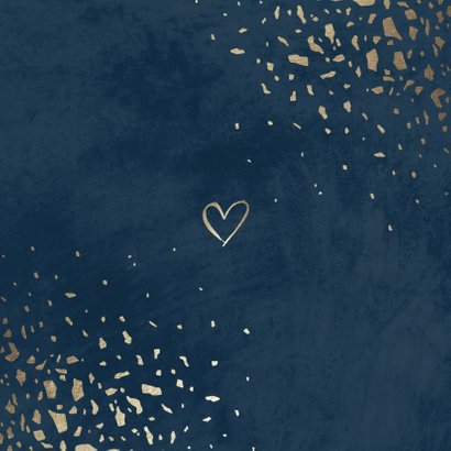 Einladungskarte zur Hochzeit mit Foto dunkelblau mit Gold Rückseite
