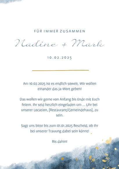Einladungskarte zur Hochzeit mit Foto im Aquarelldesign 3