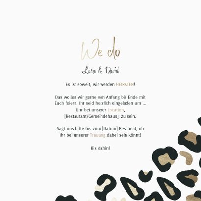 Einladungskarte zur Hochzeit mit Foto und Leopardenmuster 3
