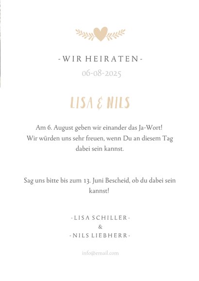 Einladungskarte zur Hochzeit mit Foto und Programmablauf 3