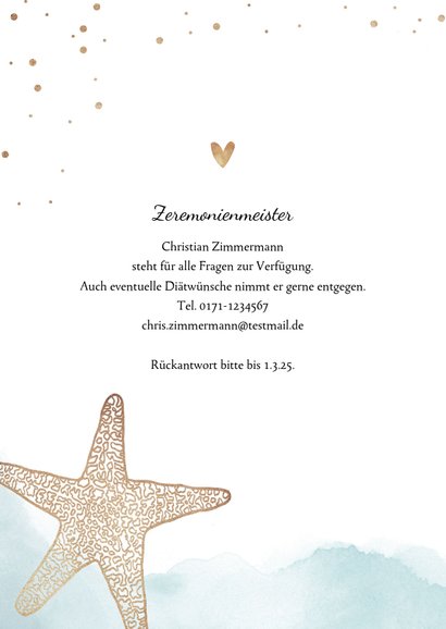 Einladungskarte zur Hochzeit Strandfeeling mit Foto 2