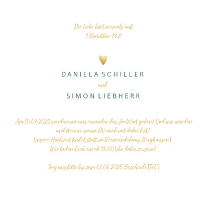 Einladungskarte zur Hochzeit 'Yes we do' im Goldlook 3