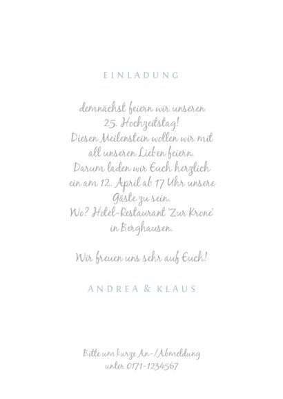 Einladungskarte zur Silberhochzeit mit Fotos in 25 3