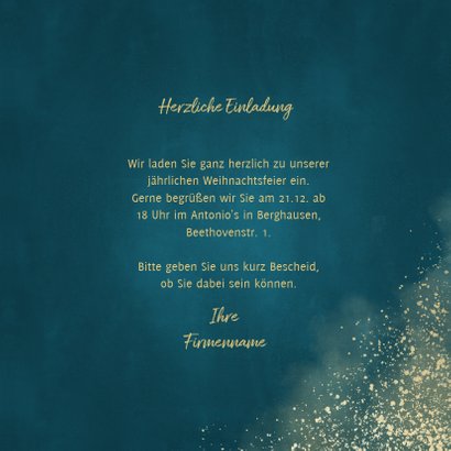 Einladungskarte zur Weihnachtsfeier Goldschrift 3