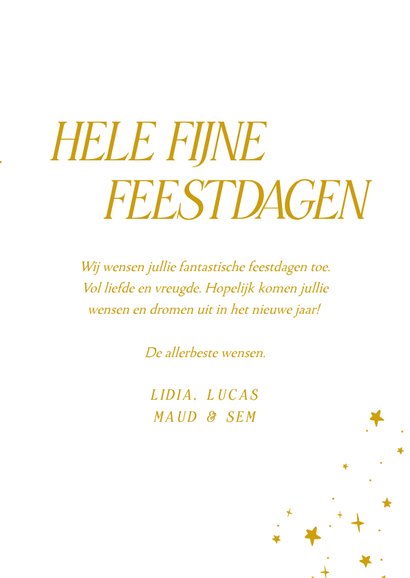 Elegante fotocollage kerstkaart in wit met sterretjes 3