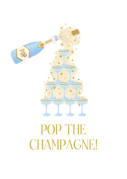 Elegante huwelijks felicitatiekaart met champagnetoren 2