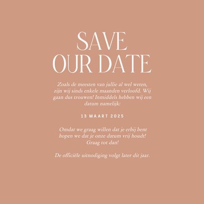 Elegante Save the date kaart in roestkleur met lijntjes 3