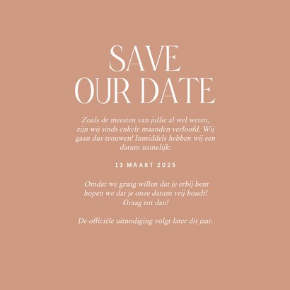 Elegante Save the date kaart in roestkleur met lijntjes 3