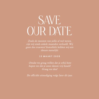 Elegante Save the date kaart in roestkleur met lijntjes 3