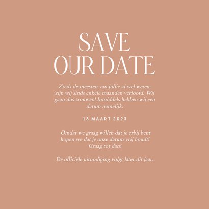 Elegante Save the date kaart in roestkleur met lijntjes 3