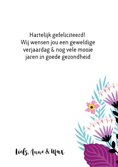 Elegante verjaardagskaart met bloemen en sterretjes 3