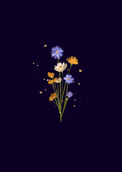 Engelstalige condoleancekaart met bloemen 2