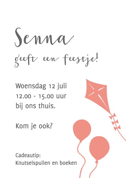 Feest uitnodiging meisje met vlieger 3